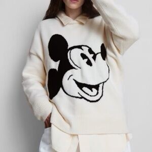 Disney Women's Cream Sweater with Mickey Mouse Design